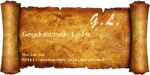 Geyduschek Lola névjegykártya